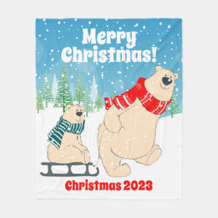 Manta Polar Personalizable Bear en la Feliz Navidad