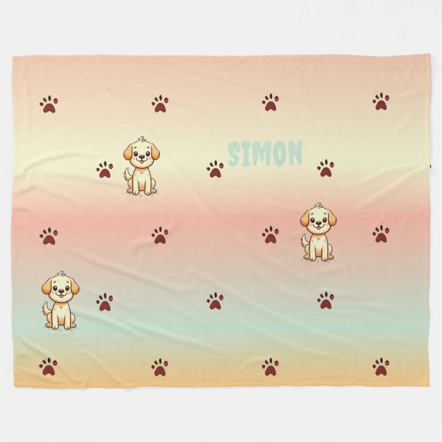 Manta Polar Personalizable Cama De Fleece Temática Cachorro**  (Frente (Horizontal))