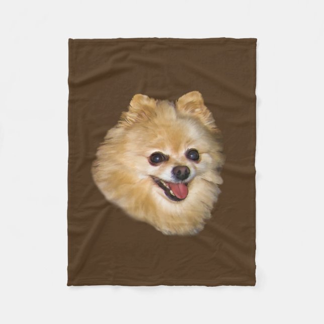Manta Polar Personalizable del perro de Pomeranian (Anverso)
