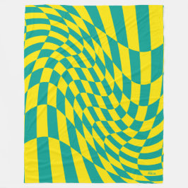 Manta Polar Personalizable Ilusión Yellow Verde azulada Warped