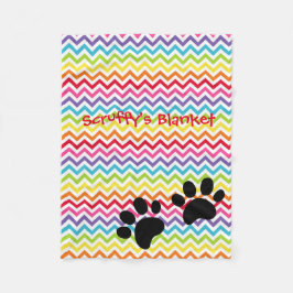Manta Polar Personalizable Nombre Perro Arcoiris Chevron Paw I