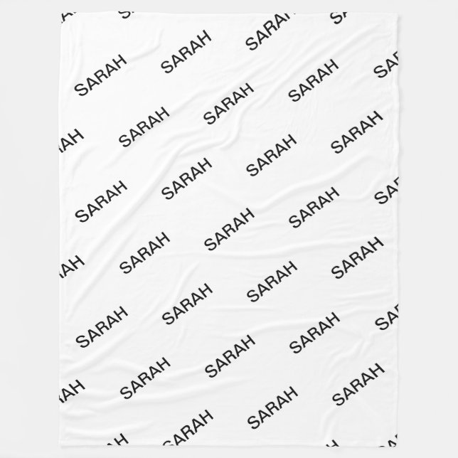 Manta Polar Personalizable Repetir texto Blanco y negro modern (Anverso)