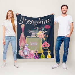 Manta Polar Personalización Nombre Perfume Botellas Floral Ros