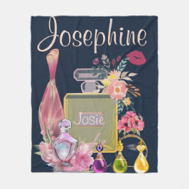 Manta Polar Personalización Nombre Perfume Botellas Floral Ros
