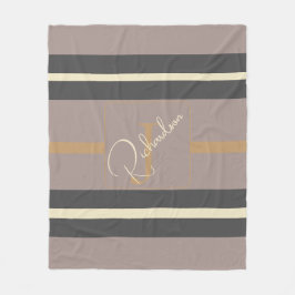Manta Polar Personalizada moderna neutra chic con raya dorada