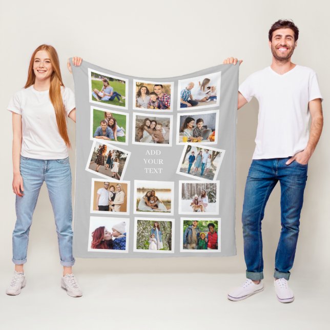 Manta Polar Personalizado 14 Collage de fotos con texto person (In situ)