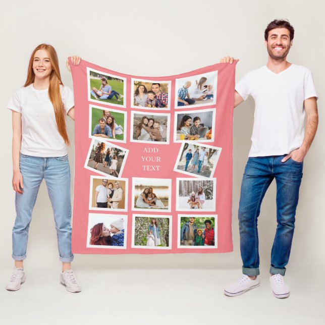 Manta Polar Personalizado 14 Collage de fotos con texto person (In situ)