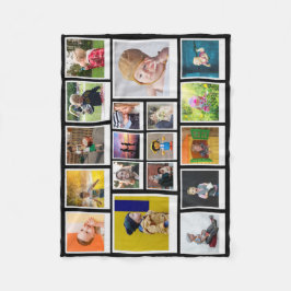 Manta Polar Personalizado 18 Collages de fotos moderno negro d