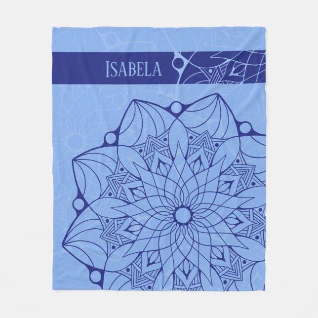 Manta Polar Personalizado 2 Tone Blue Mandala Fleece Blanket (Anverso)