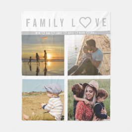 Manta Polar Personalizado 4 Recuerdos de amor de la familia fo