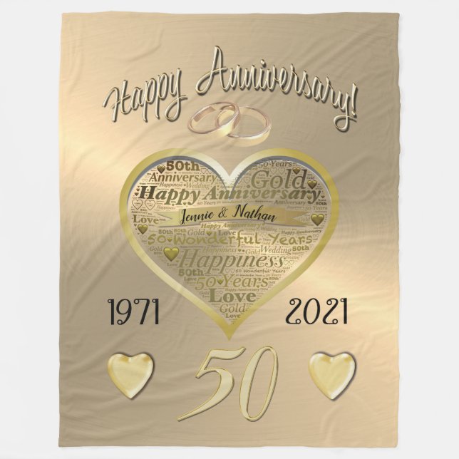 Manta Polar Personalizado 50° Aniversario Boda Throw Blanket (Anverso)