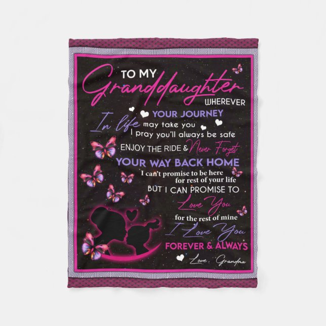 Manta Polar Personalizado A Mi Abuela Mariposa Fleece (Anverso)