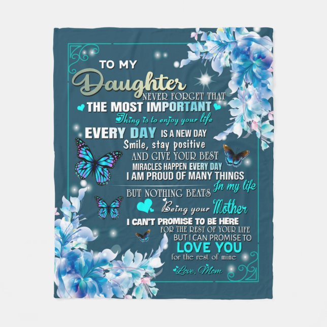 Manta Polar Personalizado A Mi Hija De La Mariposa De Mamá (Anverso)