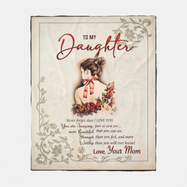 Manta Polar Personalizado A Mi Hija De Mamá Mariposa Bla (Anverso)