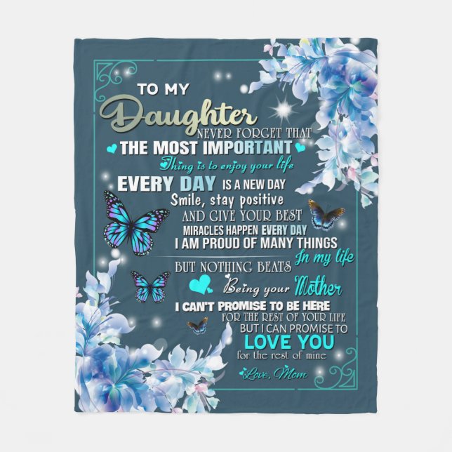 Manta Polar Personalizado A Mi Hija De Mariposa Mamá (Anverso)