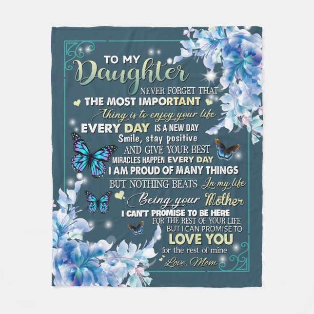 Manta Polar Personalizado A Mi Hija De Mariposa Mamá (Anverso)