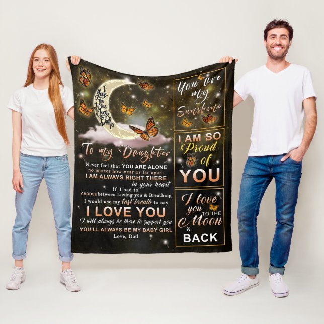 Manta Polar Personalizado A Mi Hija Mariposa De Papá (In situ)