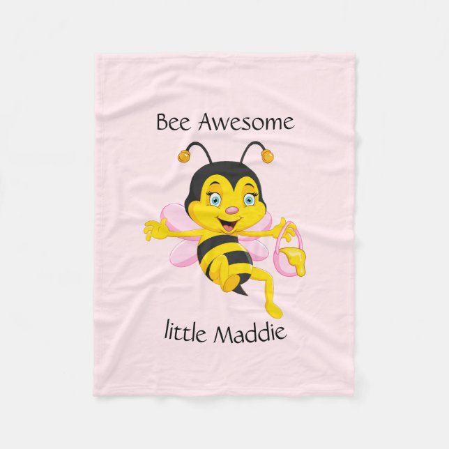 Manta Polar Personalizado Adorable Bee Chica (Anverso)