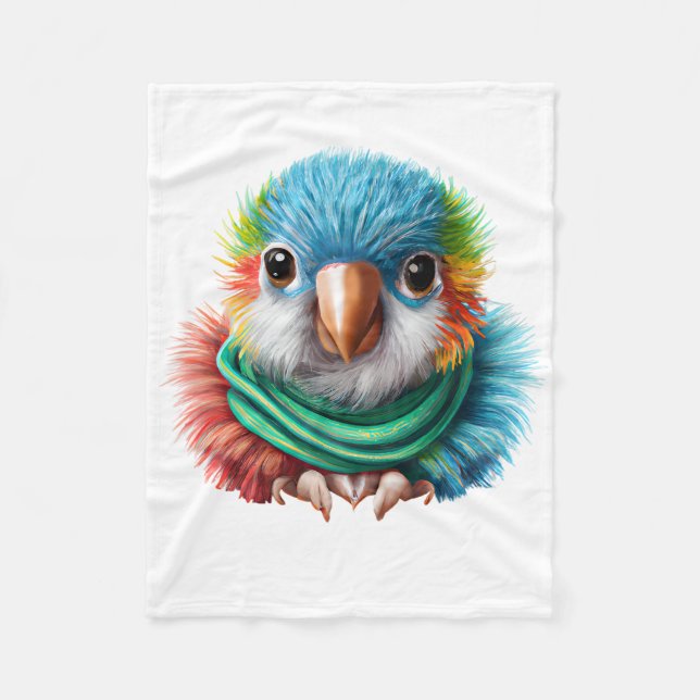 Manta Polar Personalizado Adorable Fluffy Happy Baby Parrot (Anverso)