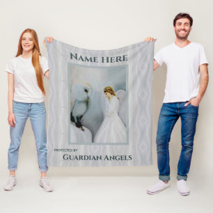 Manta Polar Personalizado Añadir nombre Guardian Angel Blanke