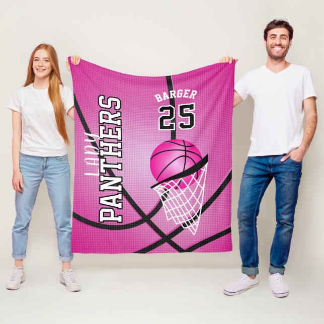 Manta Polar Personalizado - Basketball Sport Design - Rosa (In situ)