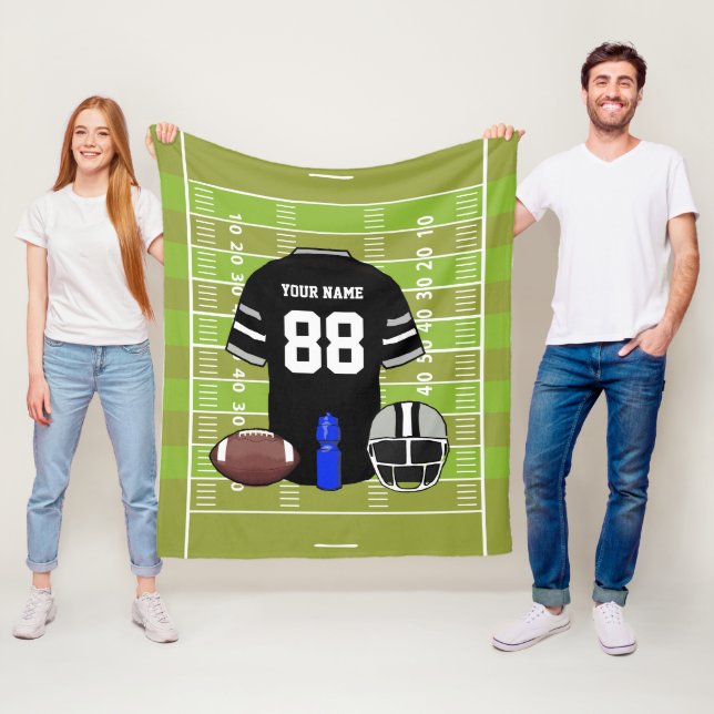 Manta Polar Personalizado Black and Grey Football Jersey on Fi (In situ)