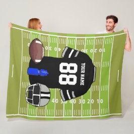 Manta Polar Personalizado Black and Grey Football Jersey on Fi
