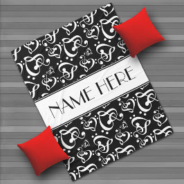 Manta Polar Personalizado Black And White Clef Hearts Music No