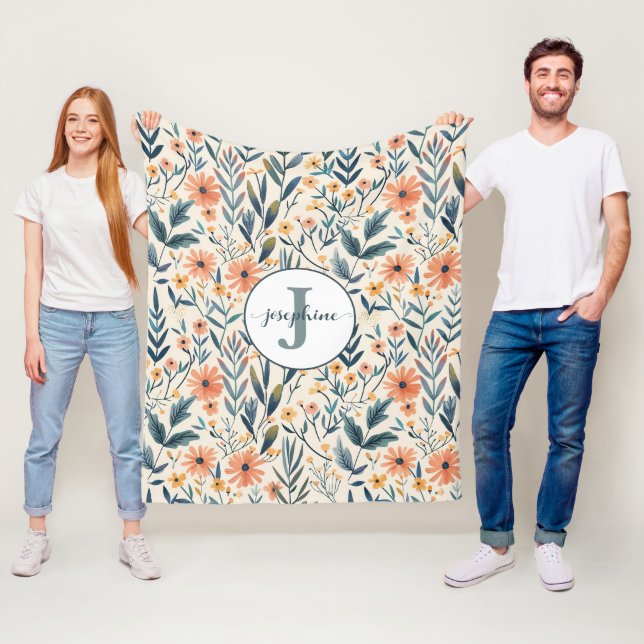 Manta Polar Personalizado Boho Botanical Fleece Garden Blanket (In situ)