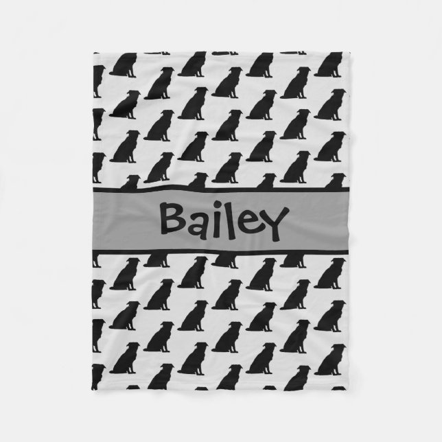 Manta Polar Personalizado Border Collie Dog Silhouette (Anverso)