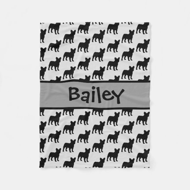 Manta Polar Personalizado Bulldog francés Perro Silhouette (Anverso)