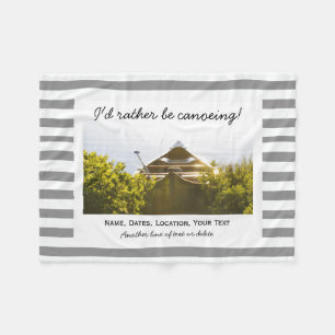 Manta Polar Personalizado canotaje foto gris y franjas blancas