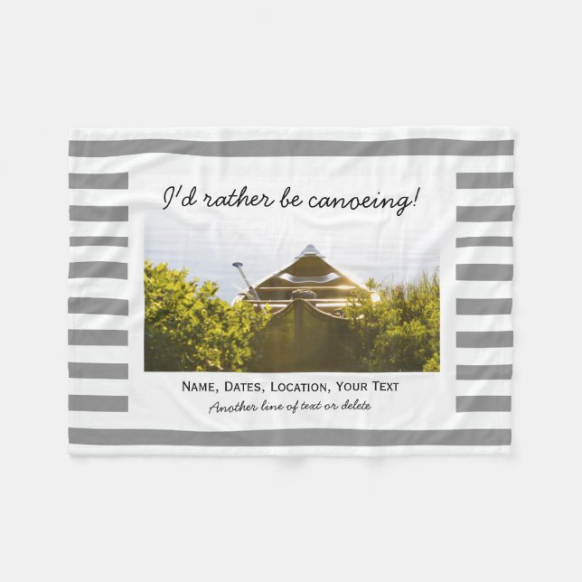 Manta Polar Personalizado canotaje foto gris y franjas blancas (Frente (Horizontal))