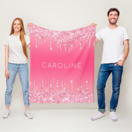 Manta Polar Personalizado Chica Nombre Purpurina rosa suave