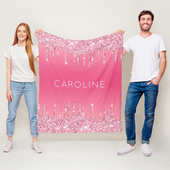 Manta Polar Personalizado Chica Nombre Purpurina rosa suave (In situ)