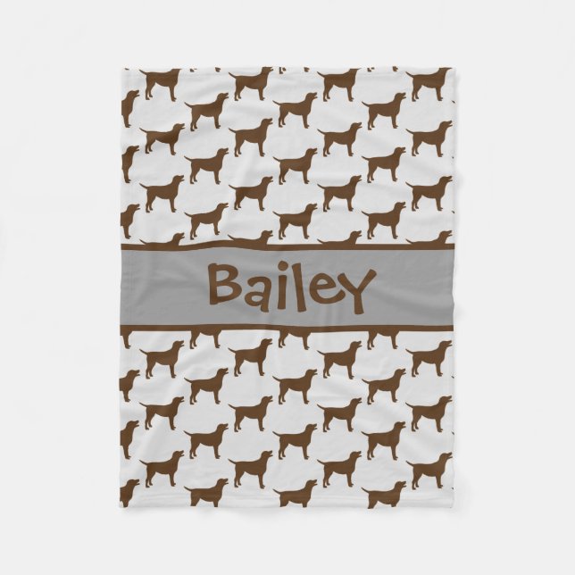 Manta Polar Personalizado Chocolate Lab Perro Silhouette (Anverso)