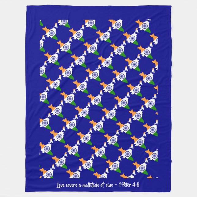 Manta Polar Personalizado Christian Cita INDIA FLAG (Anverso)