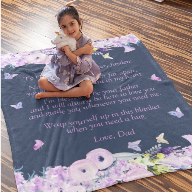 Manta Polar Personalizado Cita A Papá A La Cama De La Hija (Custom Quote Dad To Daughter Fleece Blanket
)