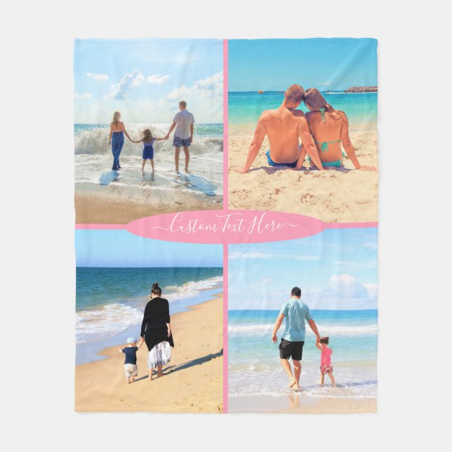 Manta Polar Personalizado Collage de fotos Texto Flota Recuerd (Anverso)