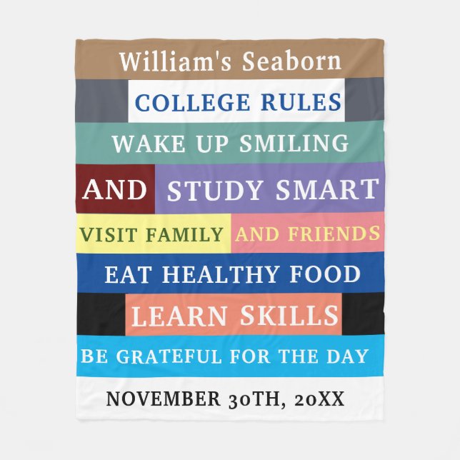 Manta Polar Personalizado College Rules Funny Blanket Para Gra (Anverso)