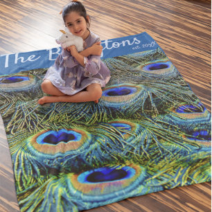 Manta Polar Personalizado Colorful Peacock Feathers