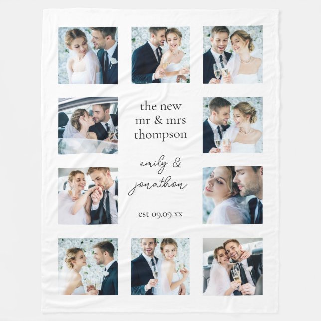 Manta Polar Personalizado con 10 imágenes Bodas (Anverso)