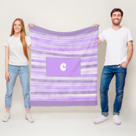 Manta Polar Personalizado con bandas moradas monograma