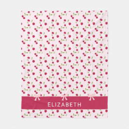 Manta Polar Personalizado Coquette Rosa con Estampado de Cerez
