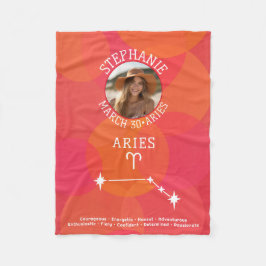 Manta Polar Personalizado Cumpleaños Zodiac Aries - Foto Diseñ