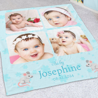 Manta Polar Personalizado Cute Azul Nombra Foto