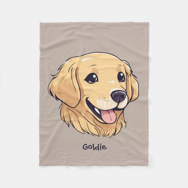 Manta Polar Personalizado Cute Golden Retriever (Anverso)