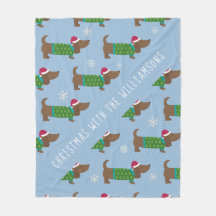 Personalizado Daschund Navidades Escena Fleece Bla