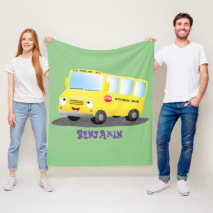 Manta Polar Personalizado de autobús escolar alegre y amarillo