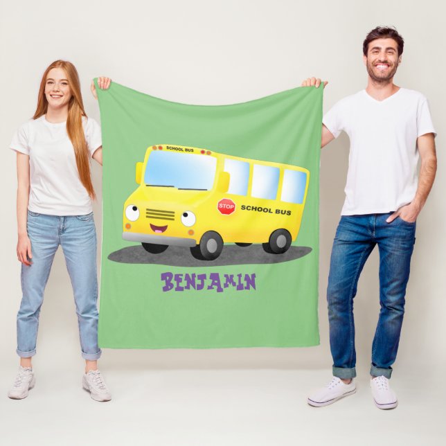 Manta Polar Personalizado de autobús escolar alegre y amarillo (In situ)
